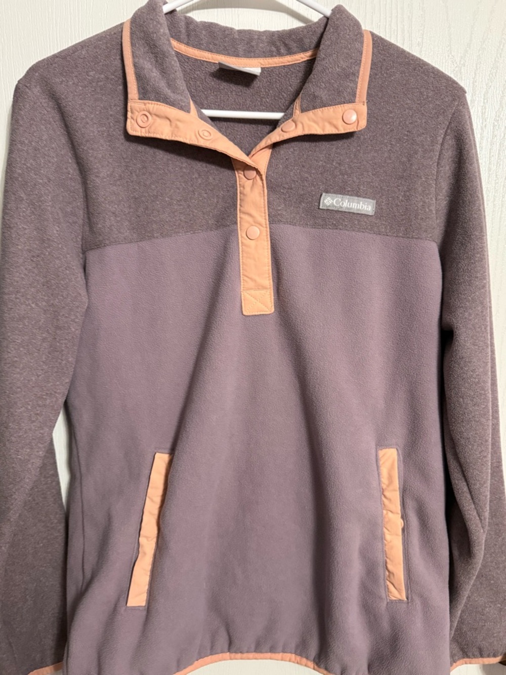 Columbia Mauve Fleece Pullover with Peach Trim